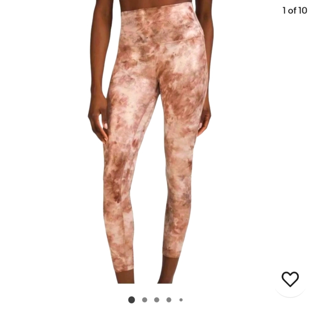 Lululemon Align Crop Shine Diamond Dye Misty Shell Cacao Diffuse Dot Foil 6